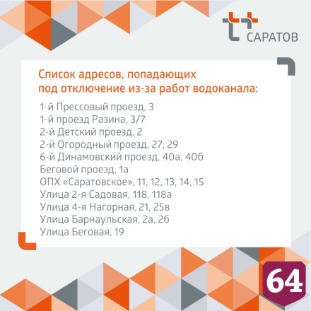 Жители Саратова проведут день без горячей и холодной воды 